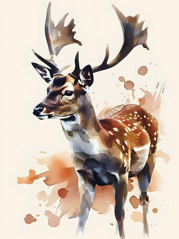 Deer Watercolor Painting