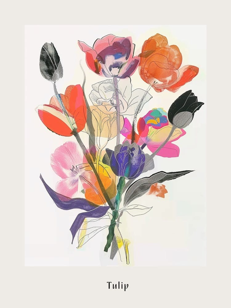 Tulip 1 Collage Flower Bouquet Poster