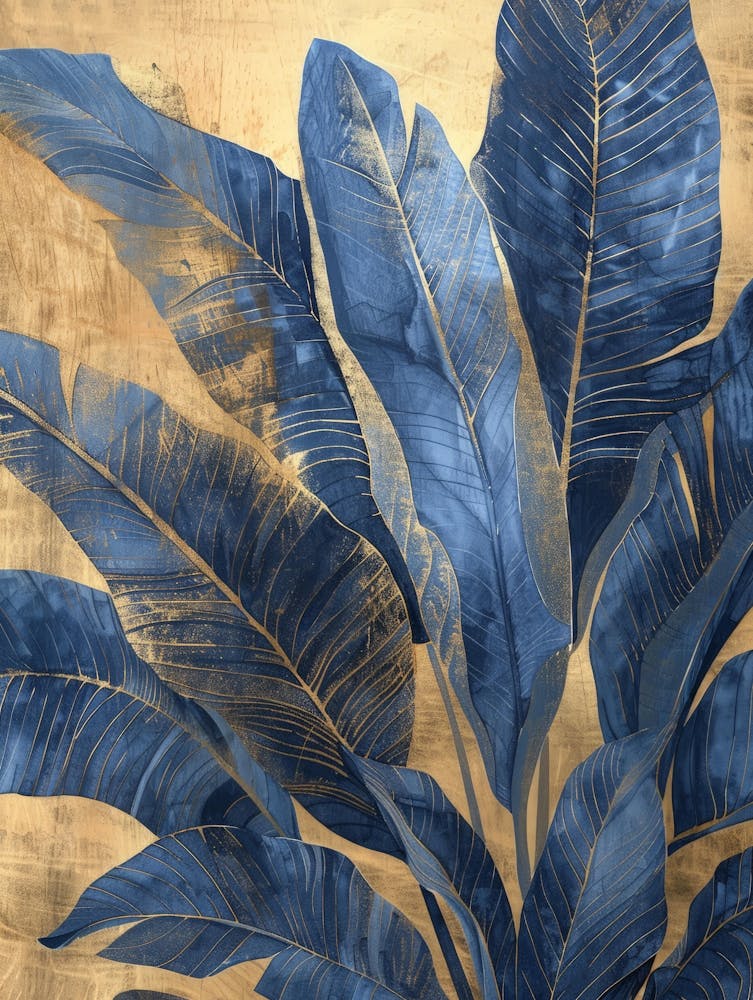 Blue And Gold Leaves 3