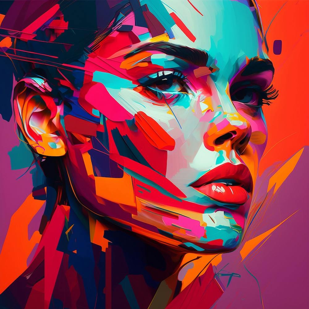 Portrait Abstrait de Femme - Style Beaux-Arts
