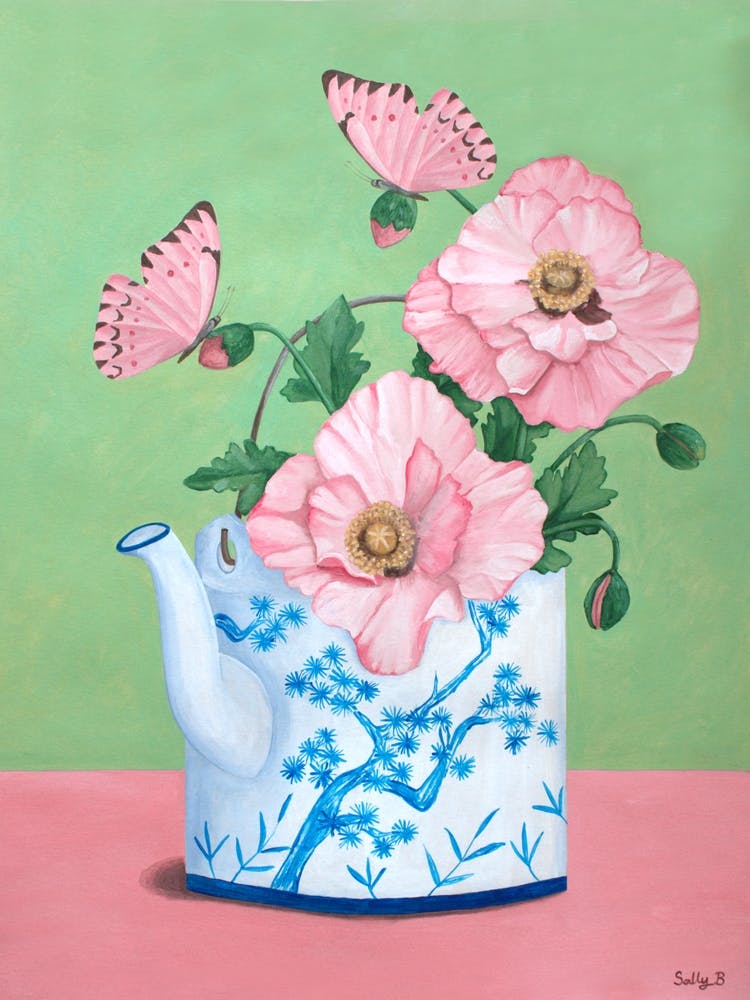 Butterfly And Poppy Chinoiserie