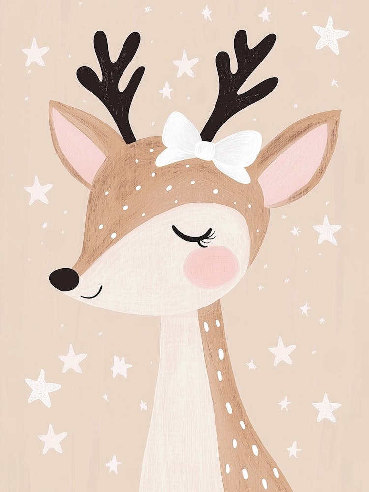 Deer Canvas Print, Nursery Wall Art for Kids