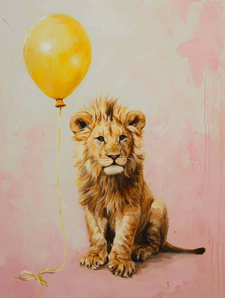 Cute Lion 4 With Balloon