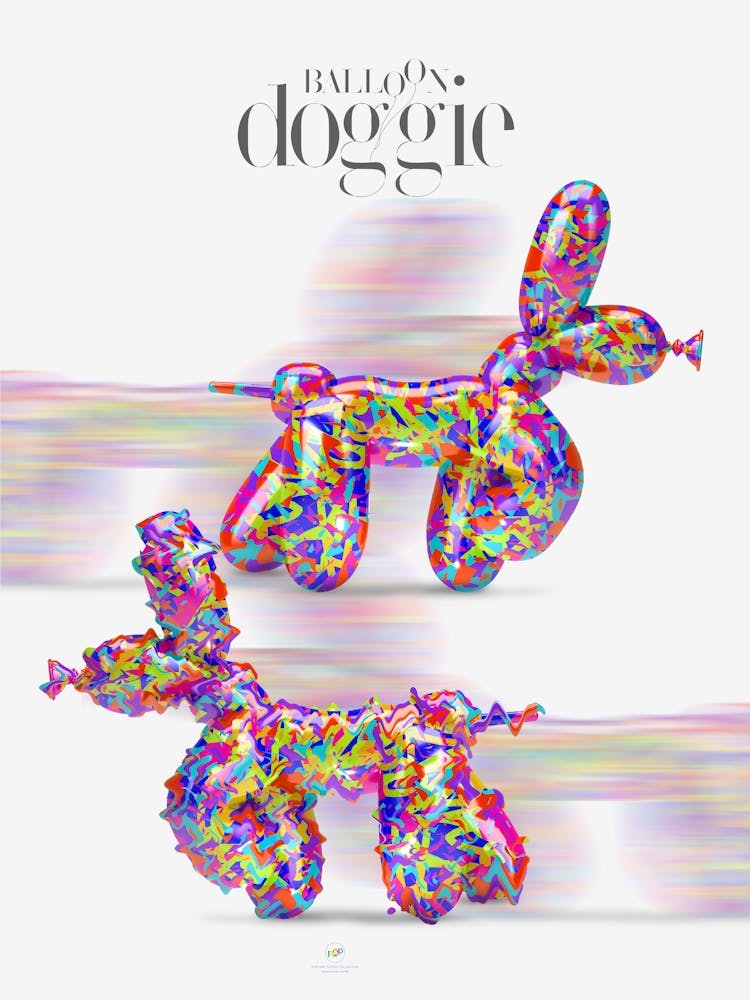 BALLOON DOGGIES COMES AND GOES | Digital art | Pop Art World 2025 This character was invented by someone who played with making figures with balloons. Suddenly, in his skillful hands appeared this little dog, today baptized by Pop Art World as Balloon Dog