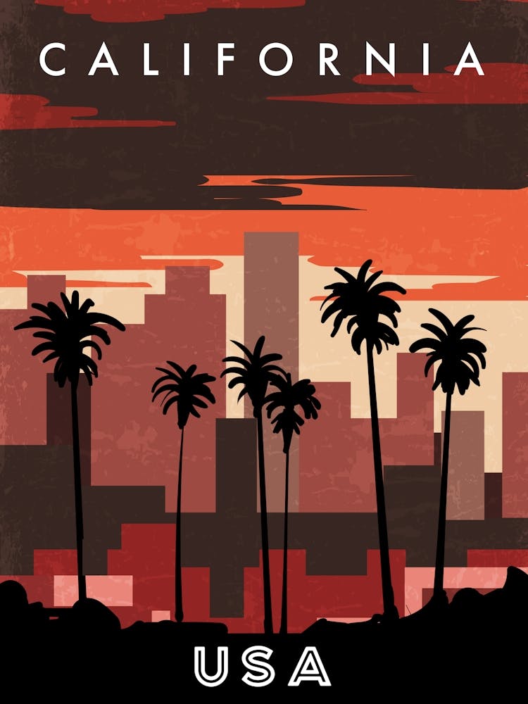 California, USA — Retro travel minimalist poster 1