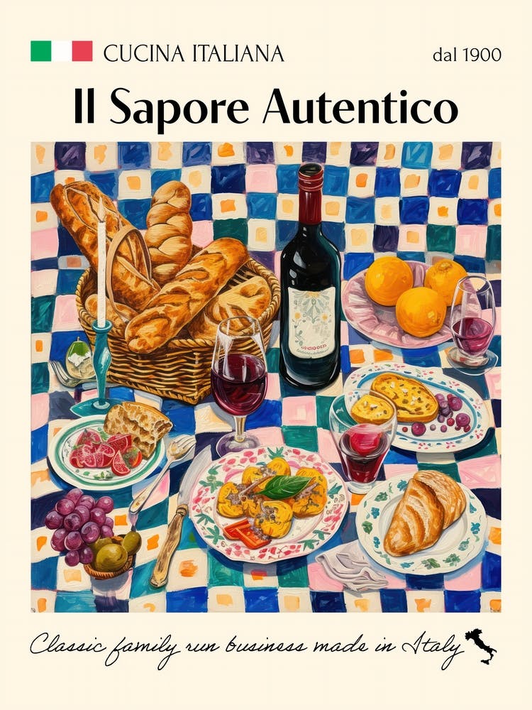 Il Sapore Autentico Trattoria Italian Poster Food Kitchen