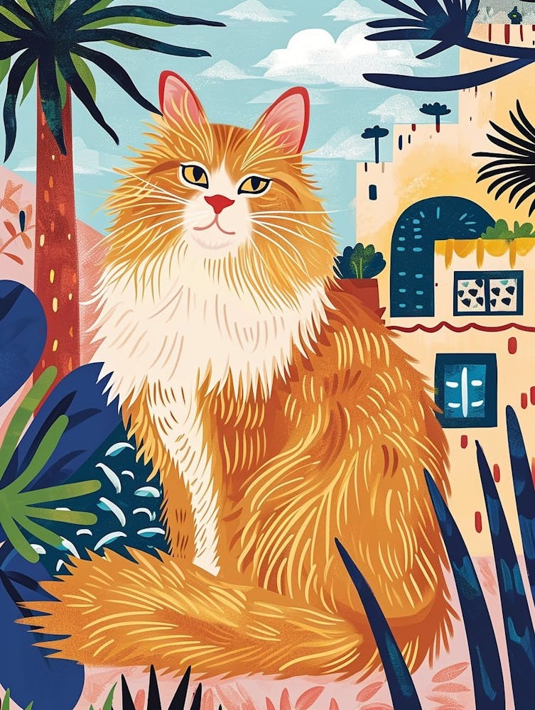 Somali Cat Storybook Illustration 1