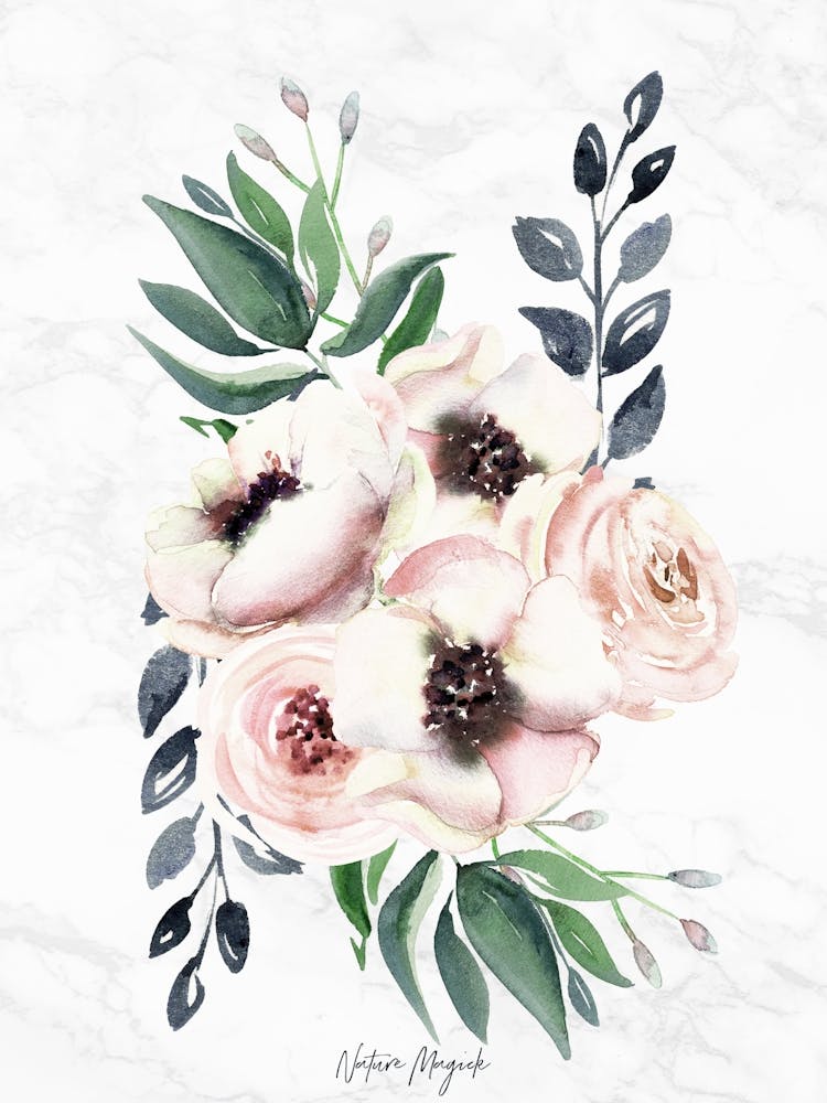 Watercolor Floral Painting - Nursery Prints