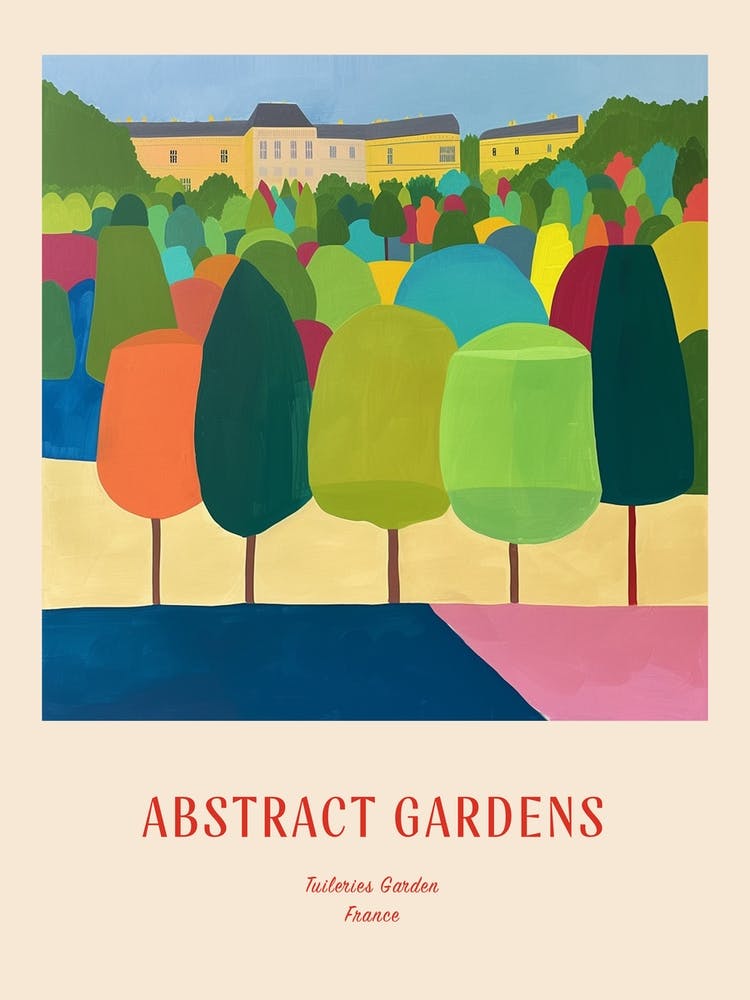 Colourful Gardens Tuileries Garden France 2 Red Poster