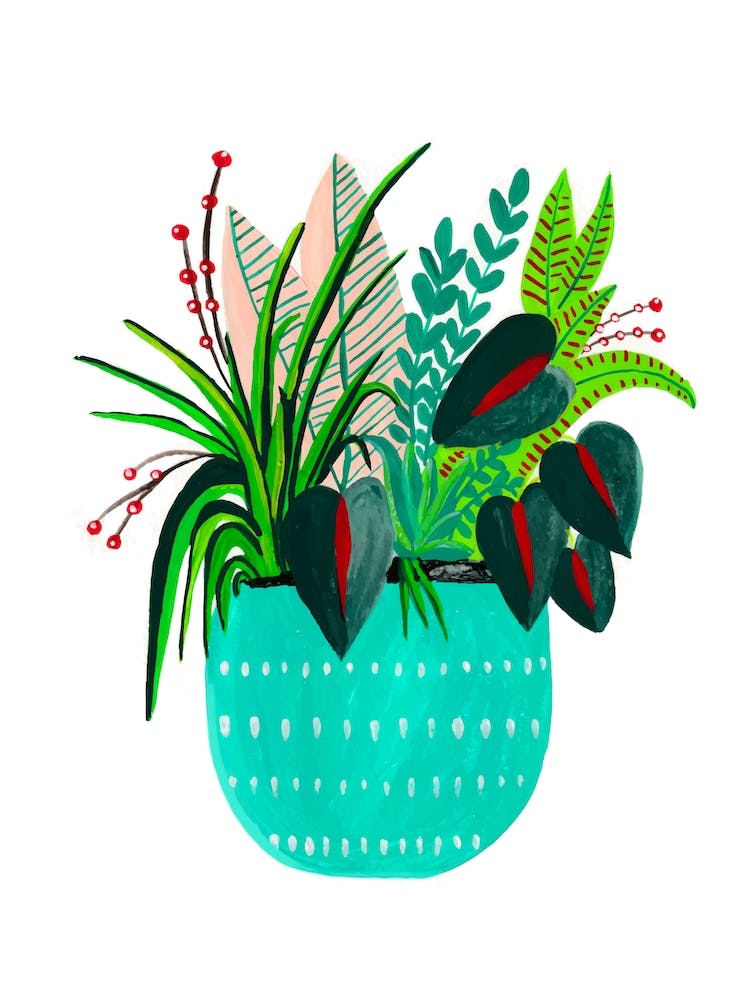 Teal Potted Plant