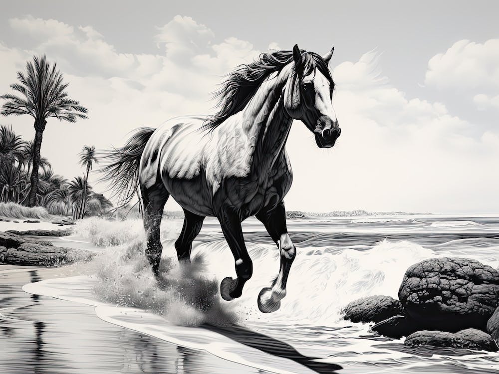 A Horse Oil Painting In Eagle Beach, Aruba, Landscape 2