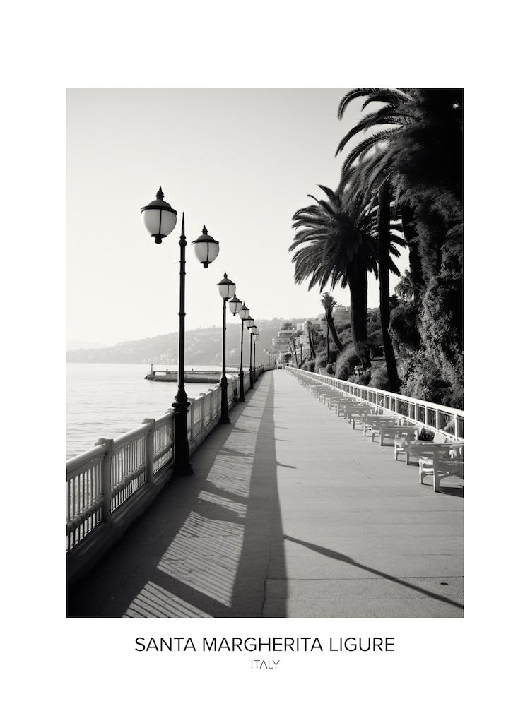 Poster Of Santa Margherita Ligure, Italy, Black And White Photo 2