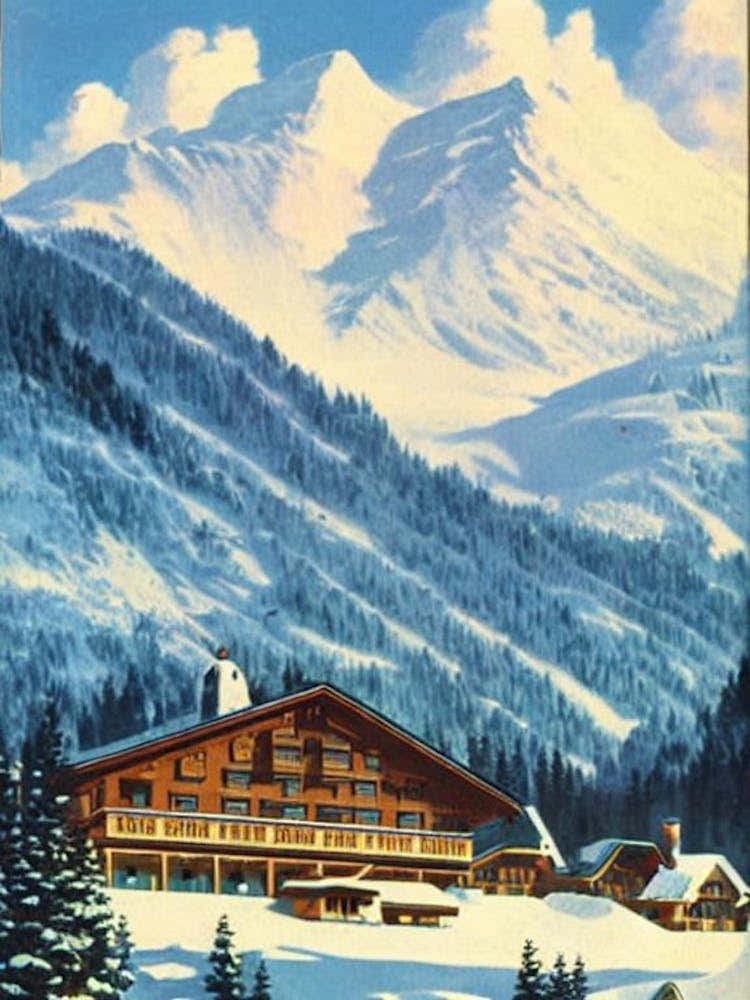 Obertauern, Austria Ski Resort Vintage Landscape 1 Skiing Poster