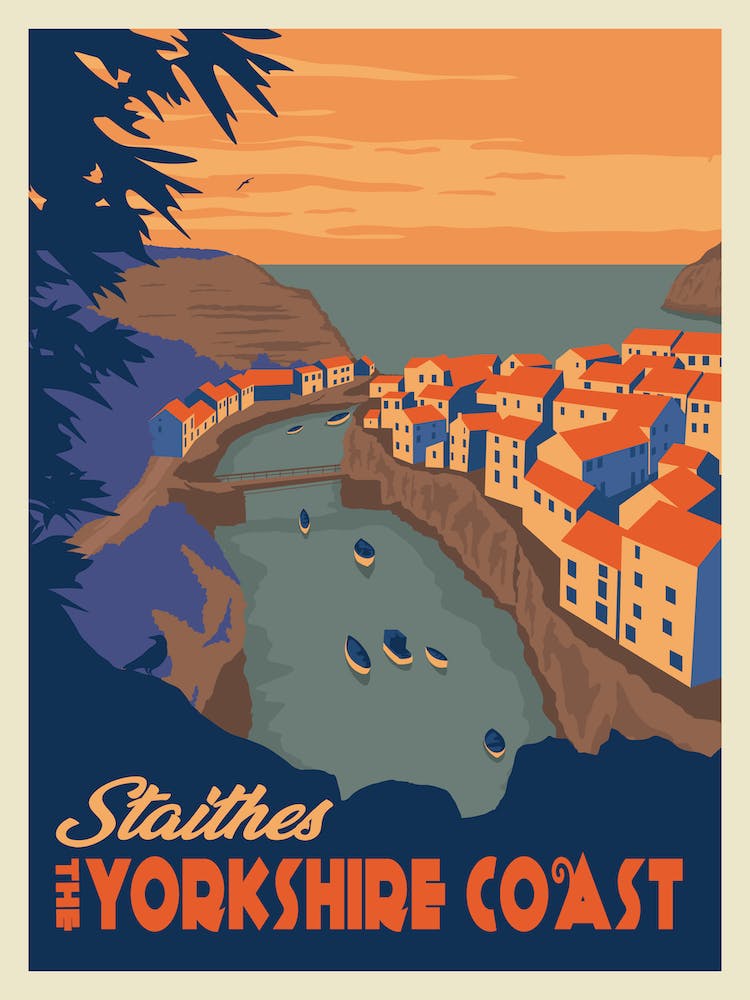 Staithes Yorkshire Coast Travel Poster