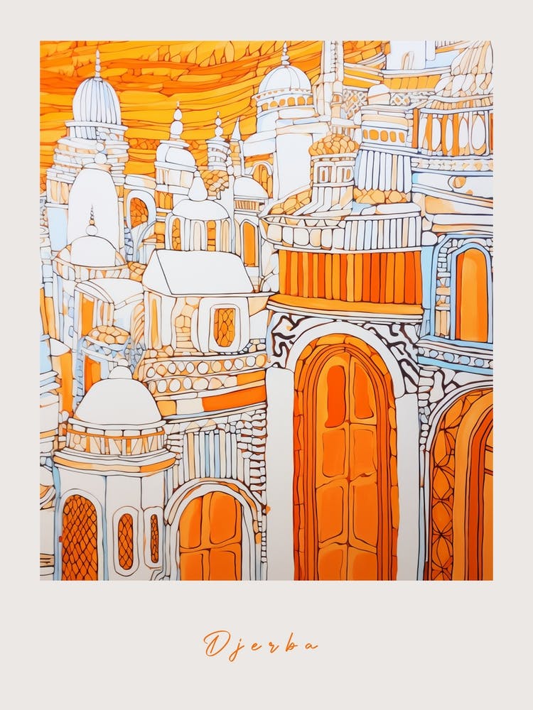 Djerba Tunisia Orange Drawing Poster