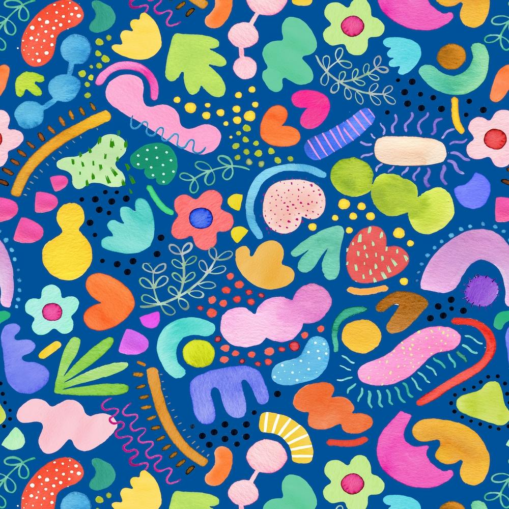 Playful Abstract Cobalt Blue Square