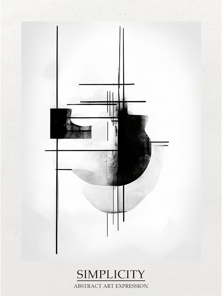 Simplicité Abstraite Noir Et Blanc 2 Affiche