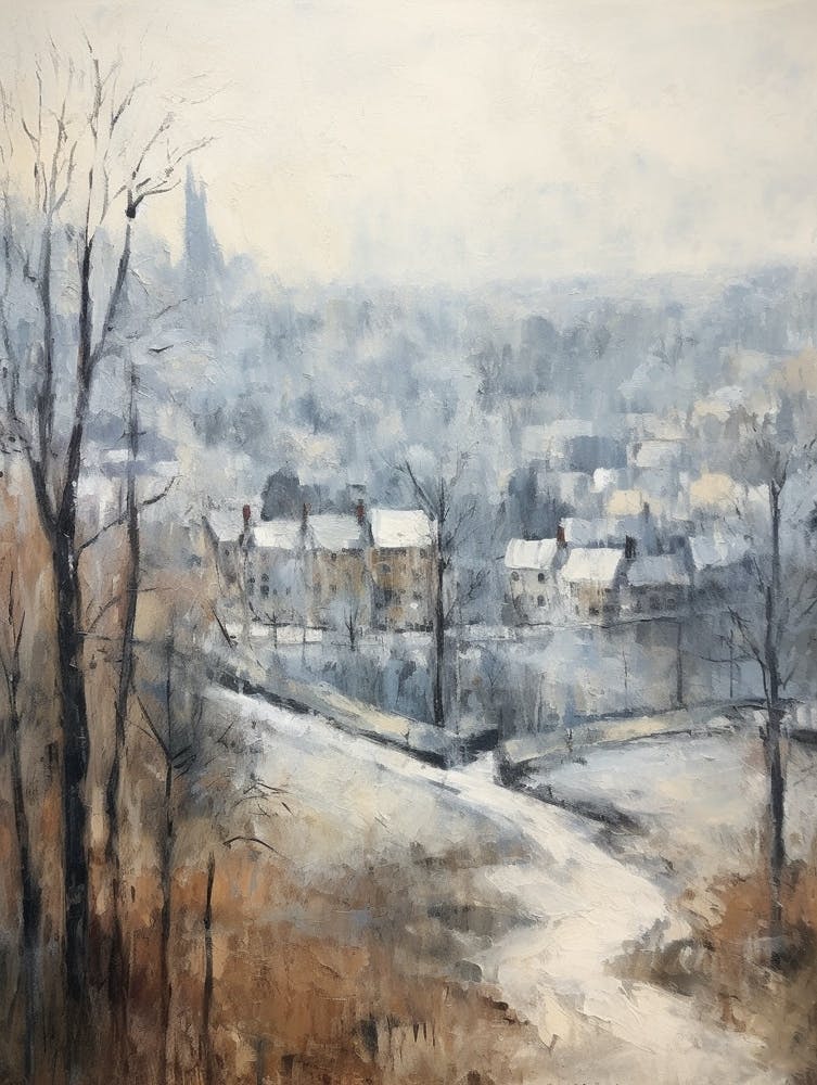 Winter City Park Painting Hampstead Heath London 3