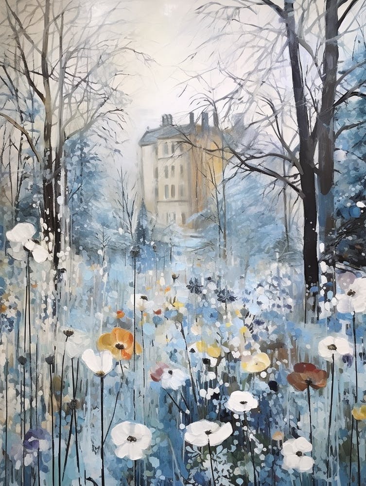 Winter City Park Painting English Garden Munich Germany 1