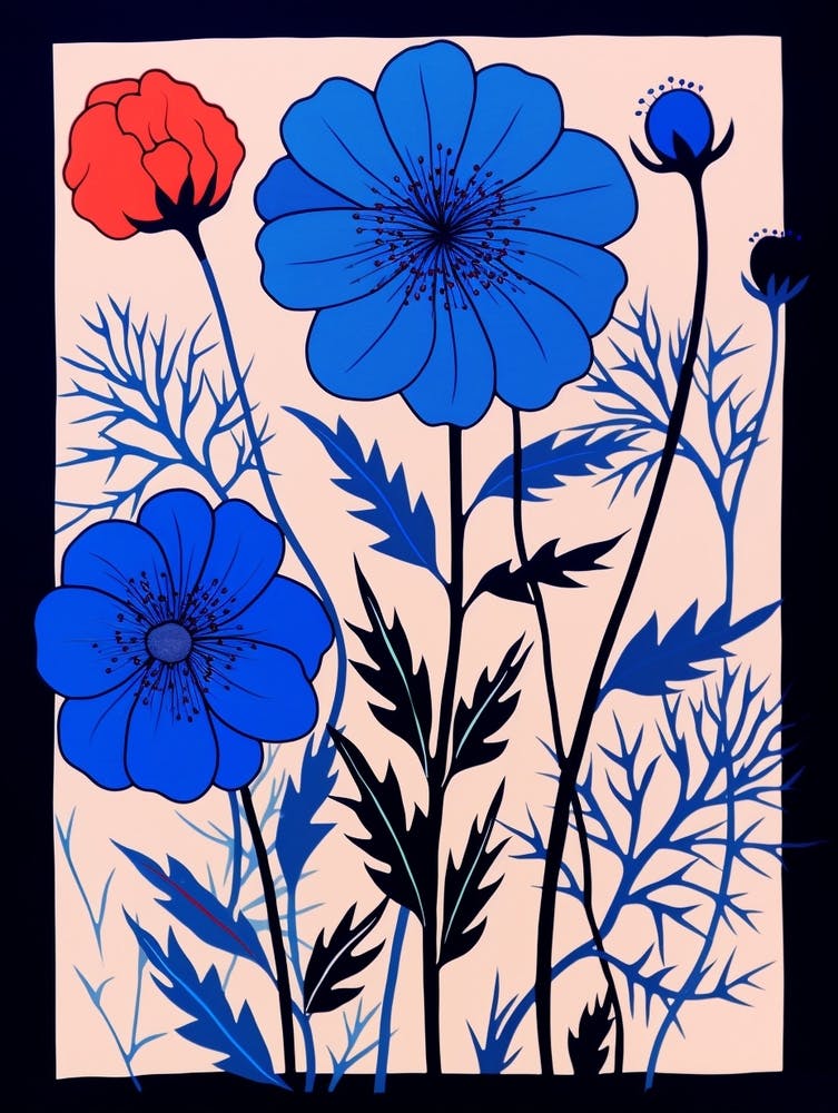 Blue Flower Illustration Love In A Mist Nigella 6