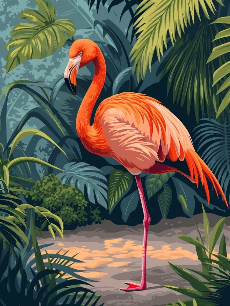Greater Flamingo Galapagos Islands Ecuador Tropical Illustration 3
