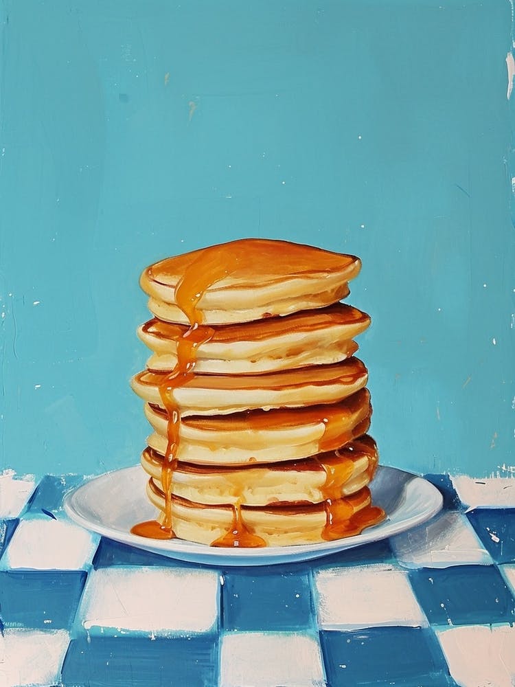 Pancakes Blue Checkerboard 1