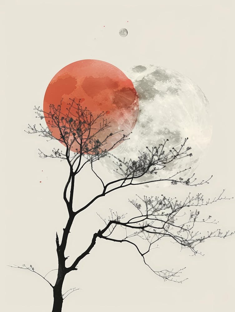 Mond und Baum Leinwanddruck