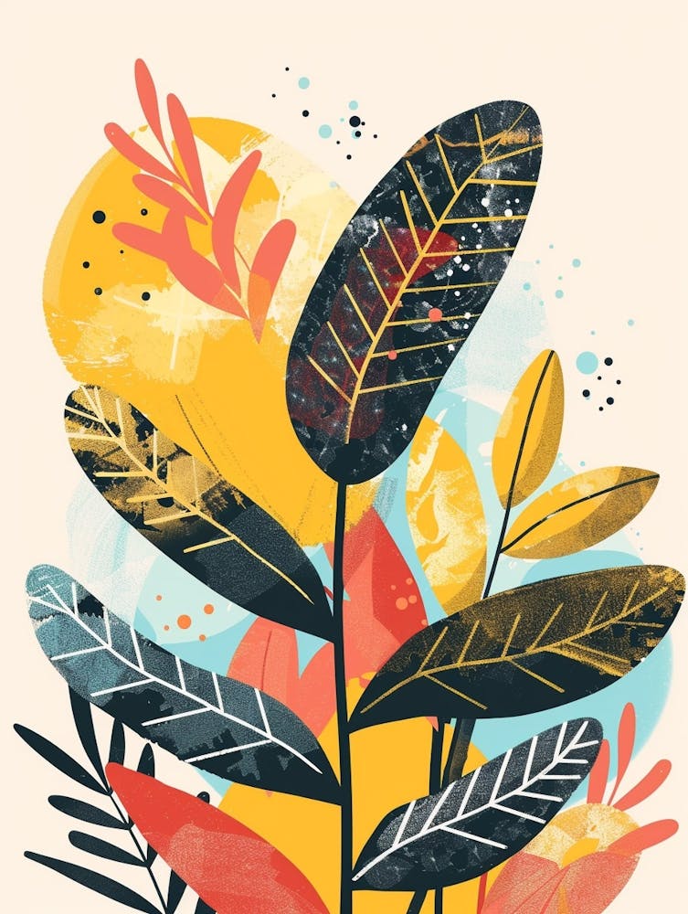 Croton Plant Minimalist Illustration 2