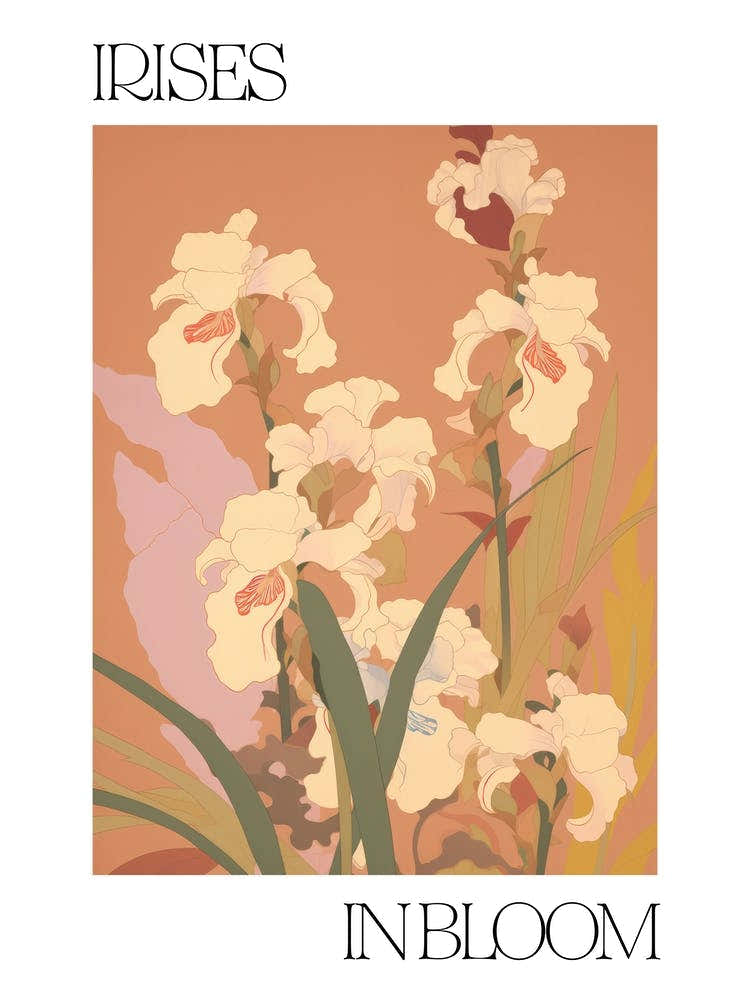 Irises In Bloom Flowers Bold Illustration 1