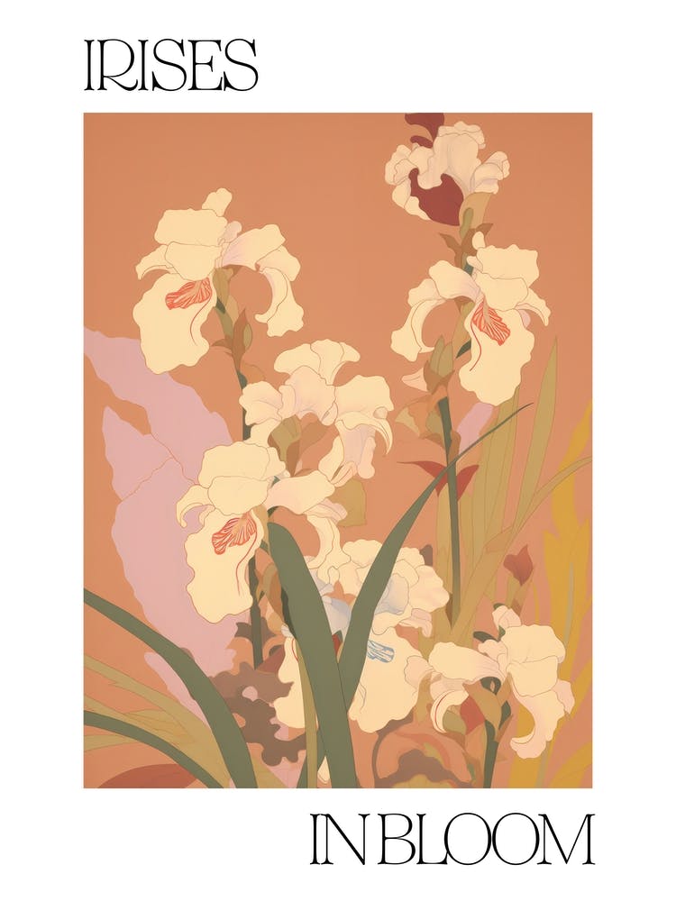 Irises In Bloom Flowers Bold Illustration 1