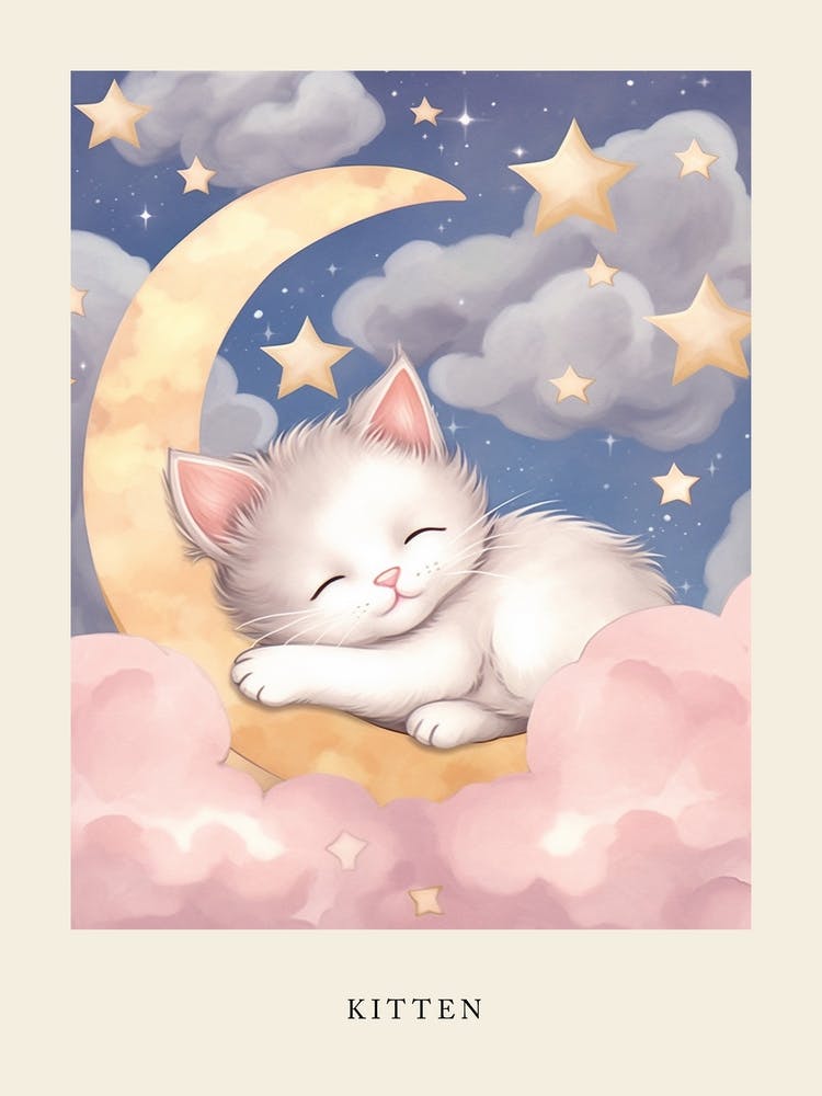 Sleeping Baby Kitten 1 Nursery Poster