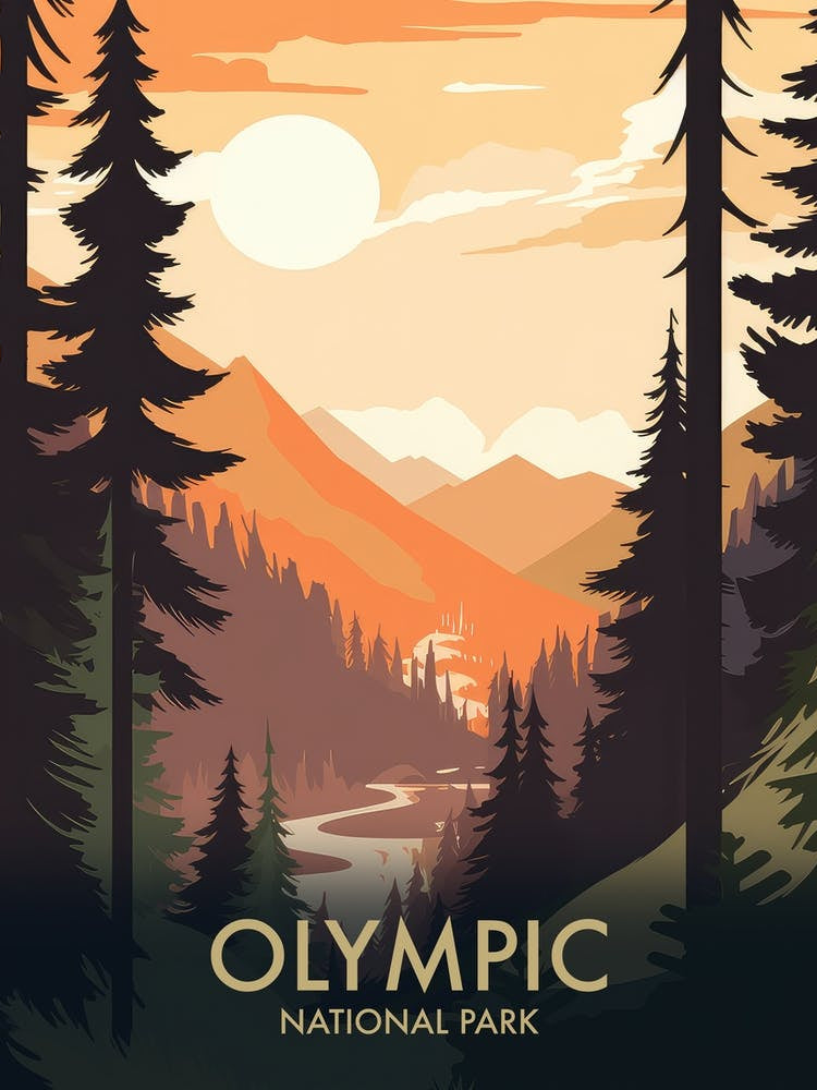 Olympic National Park Vintage Travel Poster 14