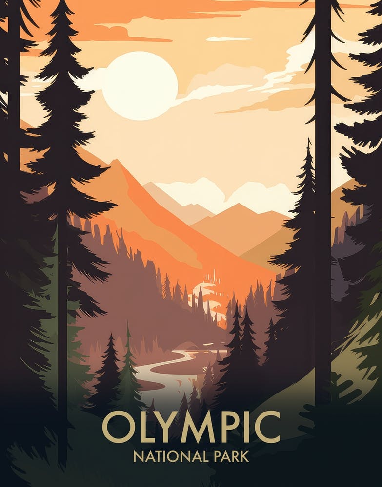 Olympic National Park Vintage Travel Poster 14