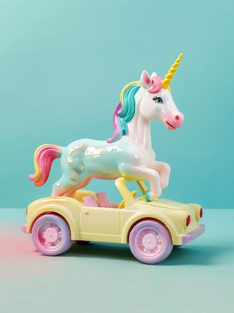 Toy Unicorn In A Toy Car 2