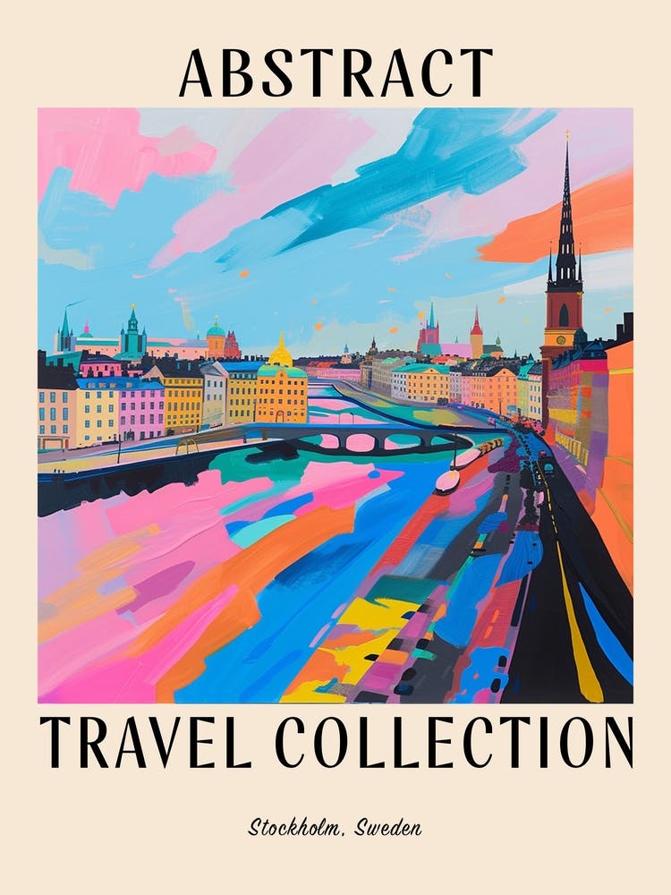 Abstract Travel Collection Poster Stockholm Sweden 1