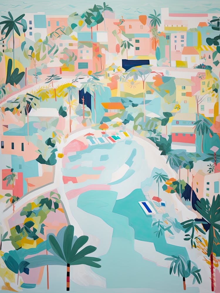 Miami Beach Summer Aerial View Painting 6