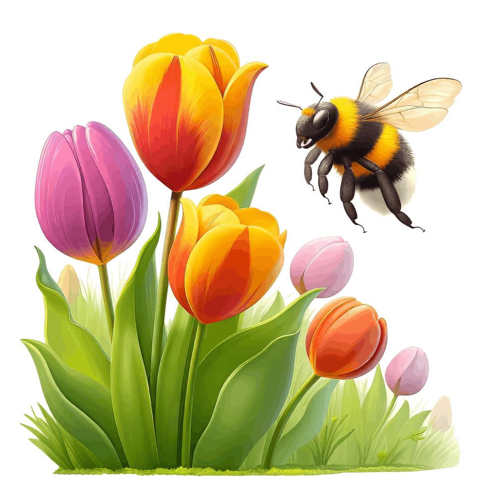 Bee And Tulips 2