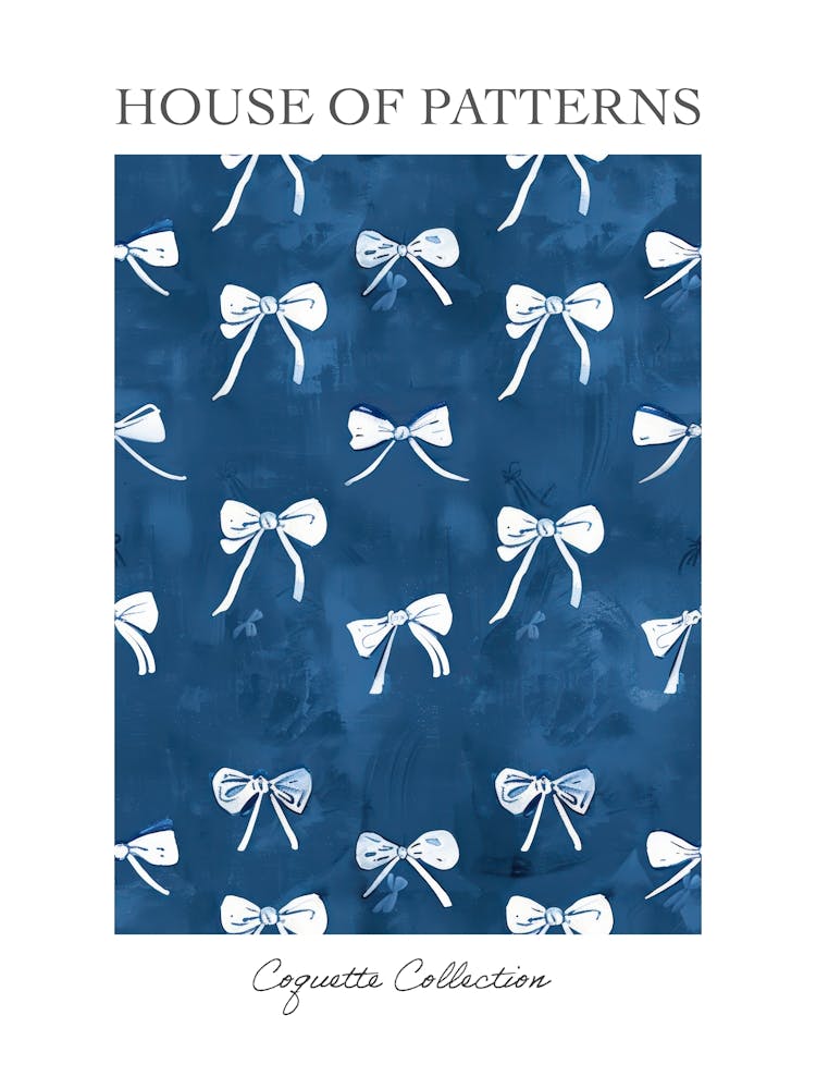 White And Blue Bows 3 Pattern Poster