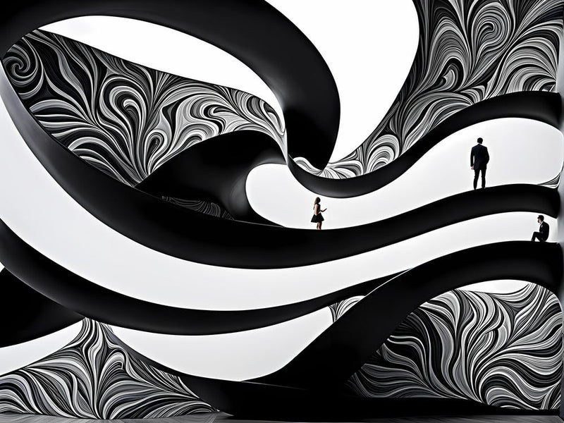 Symbiosis, black and white monochromatic art, abstract art