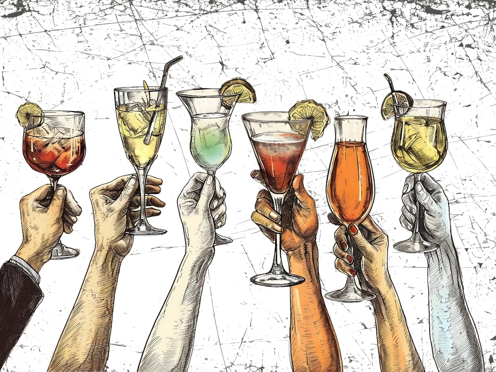 Group Of People Holding Drinks