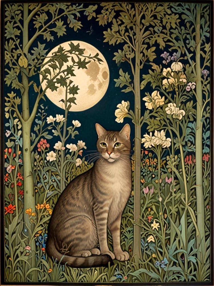 William Morris Cat In The Moonlight 44