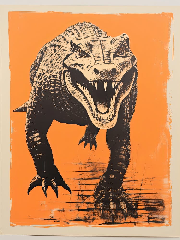 Crocodile, Woodblock Animal Drawing 4