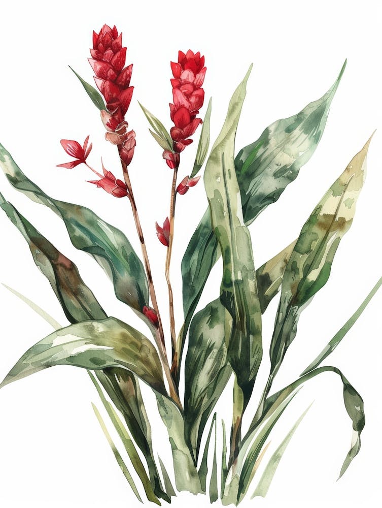 Watercolor Of Red Flowers