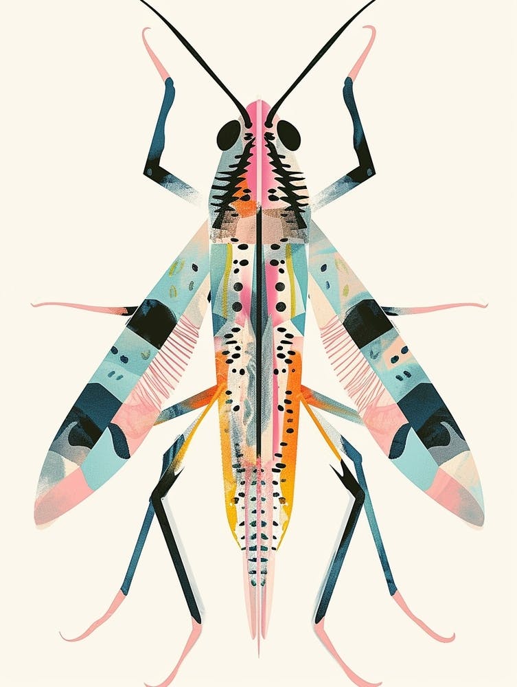 Colourful Insect Illustration Cricket 16