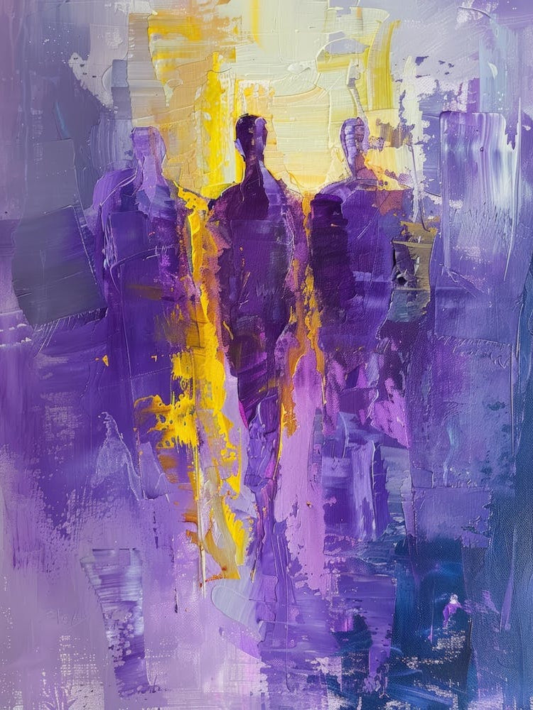Three Men In Purple And Yellow 1