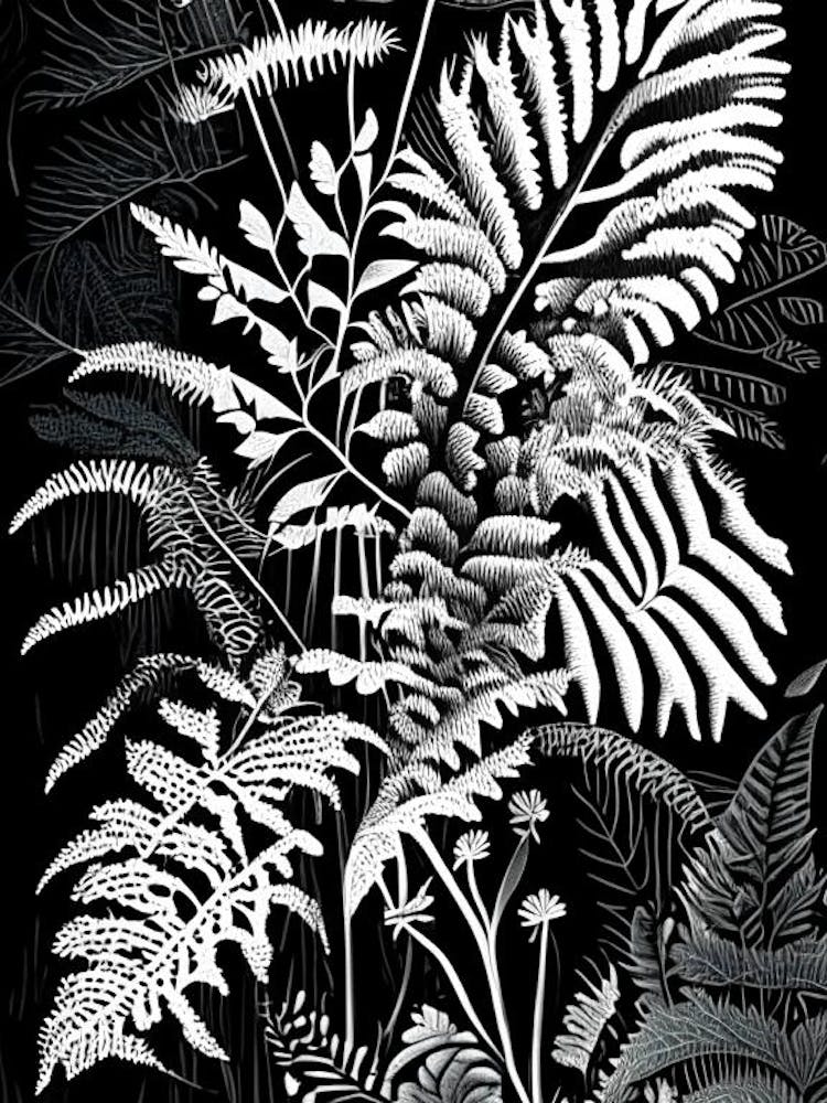Interrupted Fern Wildflower Linocut 1