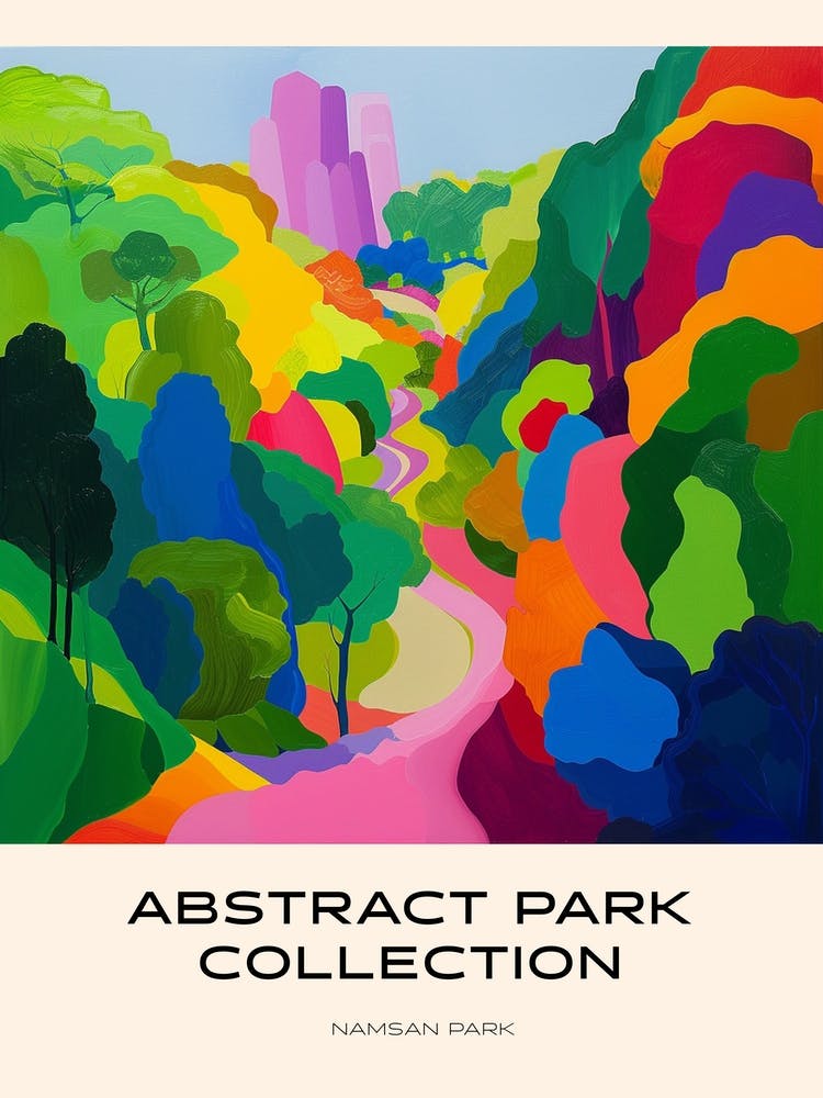 Abstract Park Collection Poster Namsan Park Seoul South Korea 2