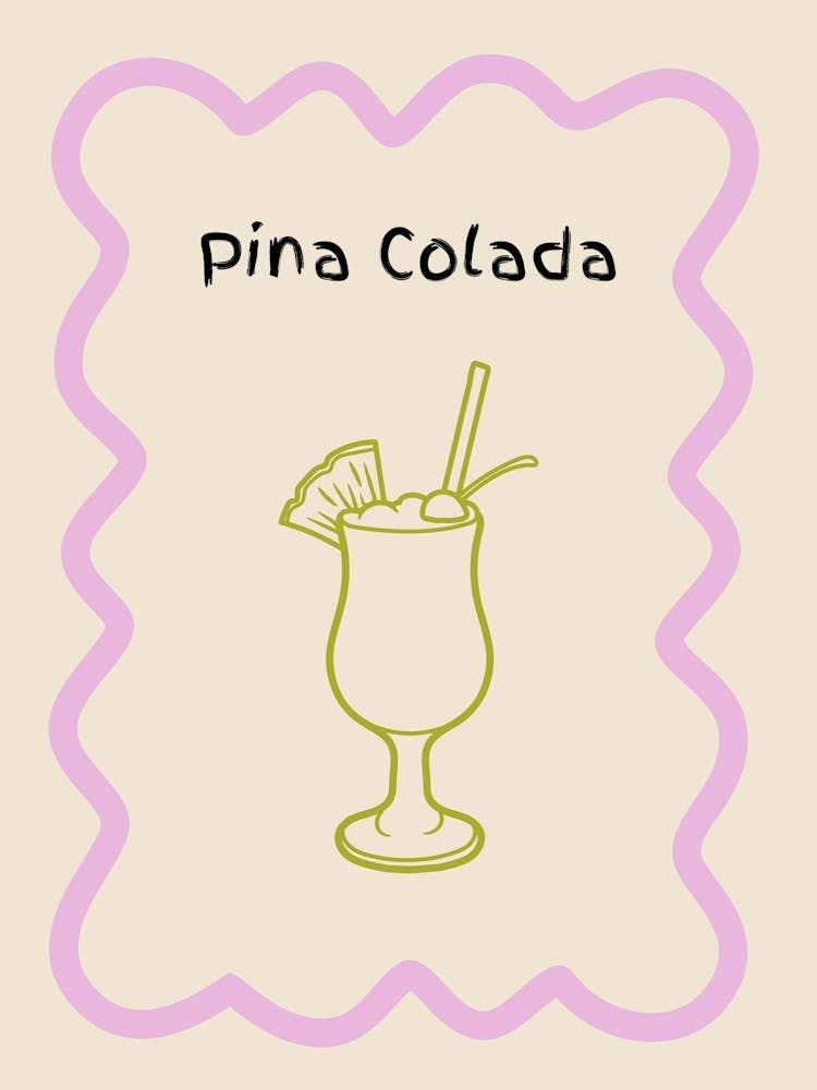 Pina Colada Doodle Poster Lilac & Green