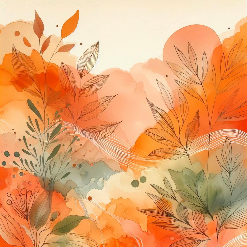 Abstract Watercolor Orange Sage Orange Olive Light Orange Art Background