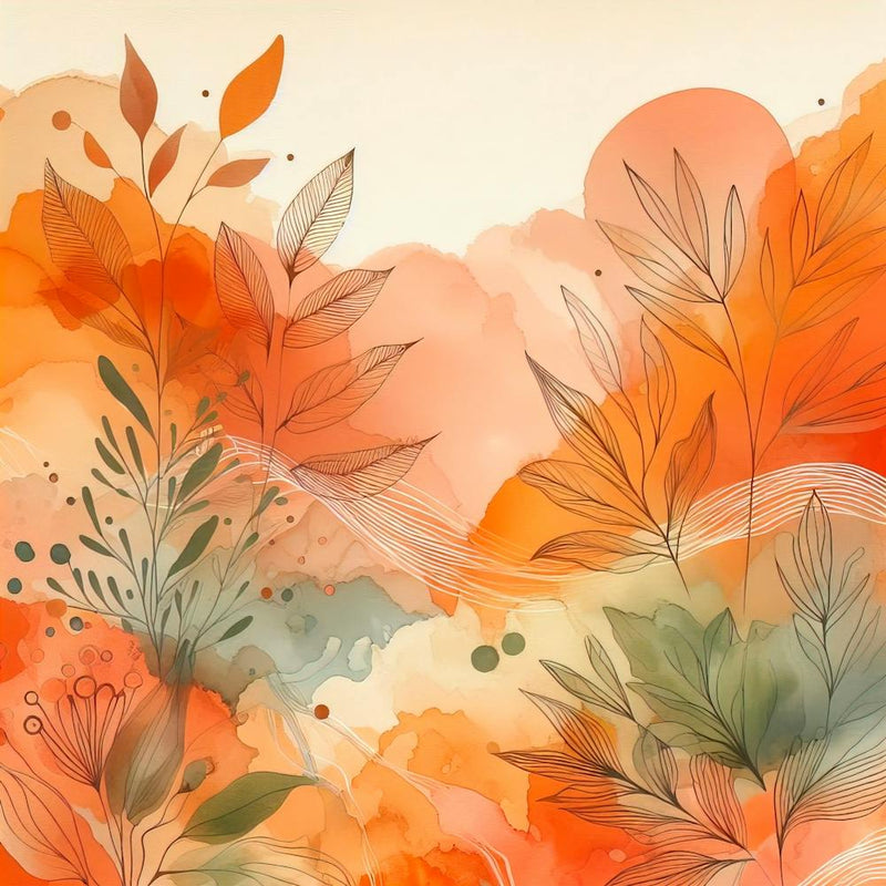 Abstract Watercolor Orange Sage Orange Olive Light Orange Art Background